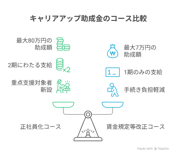 キャリアアップ助成金の主なコースの種類と特徴 - visual selection.png