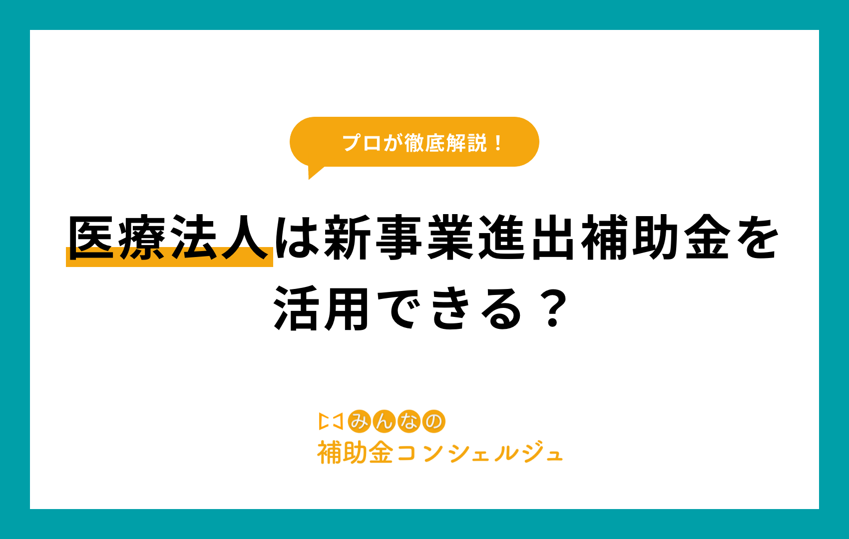 新事業進出補助金 医療法人