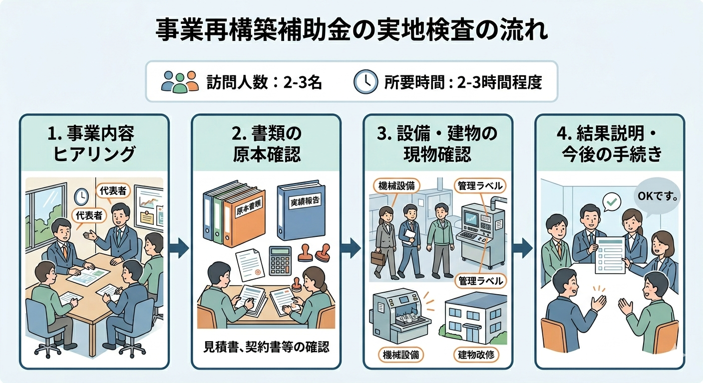 事業再構築補助金の実地検査の流れ