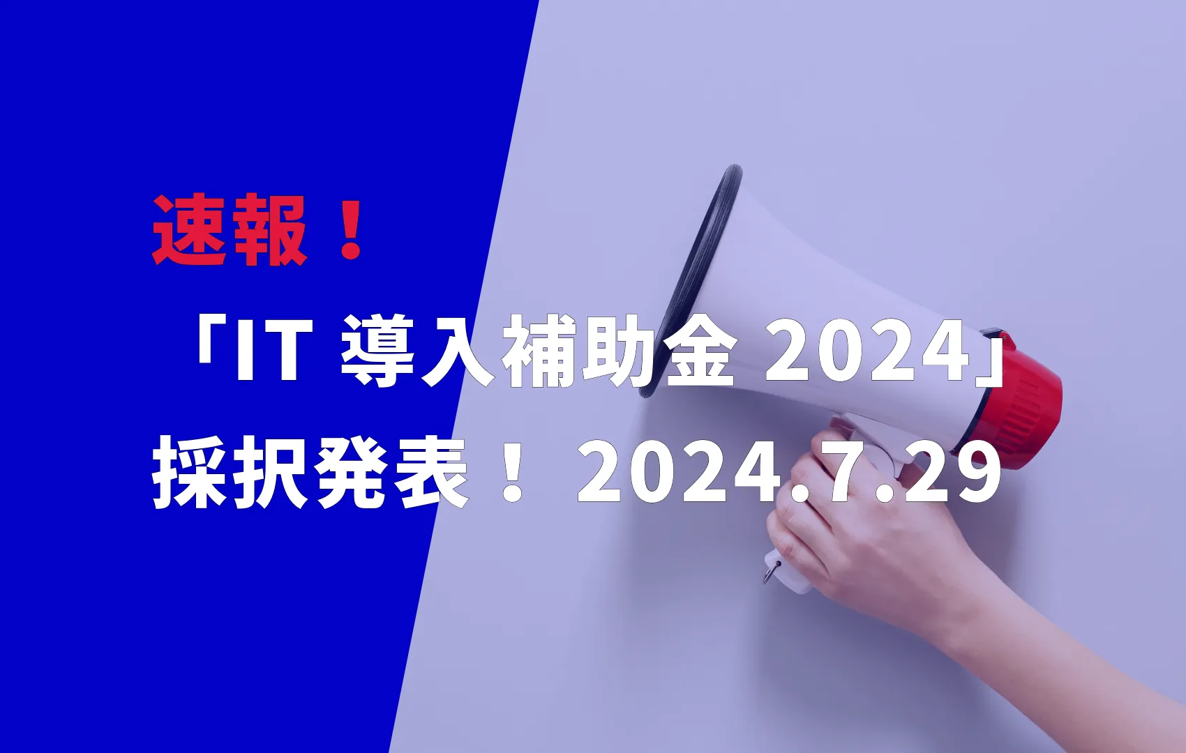 「IT導入補助金2024」 採択発表!2024.7.29